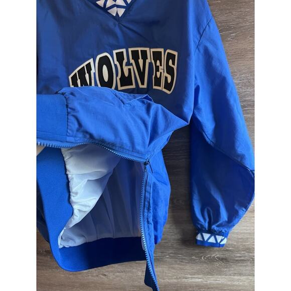 Minnesota Timberwolves Basketball BIKE Jacket Mens Large Vintage Puffer Blue - Picture 5 of 9